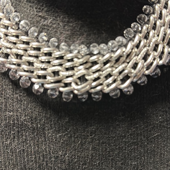 Silver collared necklace Chicos brand silver tone 11/2 wide - Picture 2 of 3